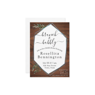 Eukalyptus Wood Brunch und Bubbly Brautparty Einladung