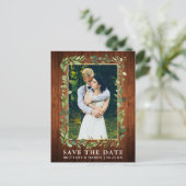Eukalyptus Wood Gold Save the Date Postkarte (Stehend Vorderseite)