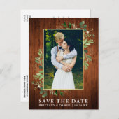 Eukalyptus Wood Save the Date Postkarte (Vorne/Hinten)