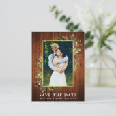 Eukalyptus Wood Save the Date Postkarte (Stehend Vorderseite)