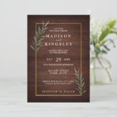 Eukalyptus Wood Wall Rectangle Moderne Hochzeit Einladung (Stehend Vorderseite)