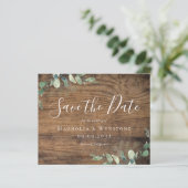 Eukalyptus Wood Wedding rettet das Datum (Stehend Vorderseite)