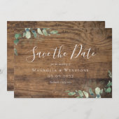 Eukalyptus Wood Wedding Save The Date (Vorne/Hinten)