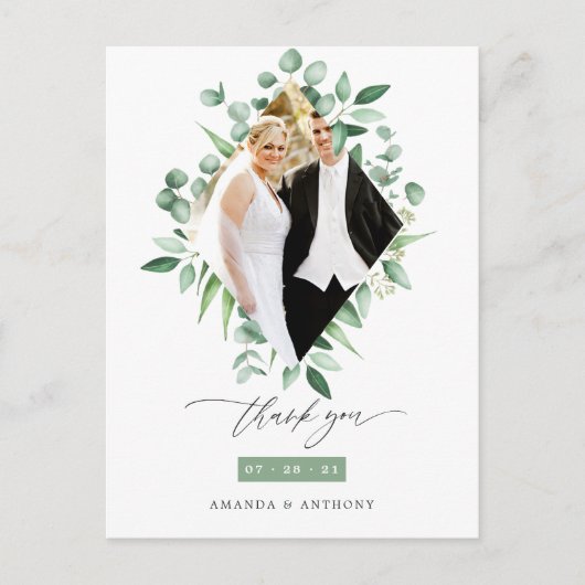 Eukalyptus Woodland Greenerie Vielen Dank Postkarte (Vorderseite)