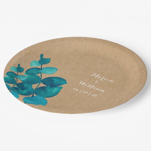 Eukalyptus Woodland Pappteller (Schrägansicht)