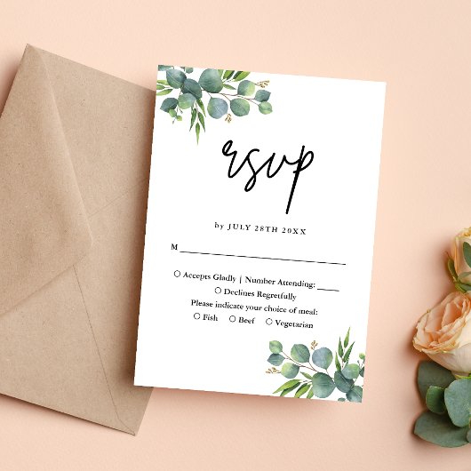 Eukalyptus Woodland Wedding RSVP Karte