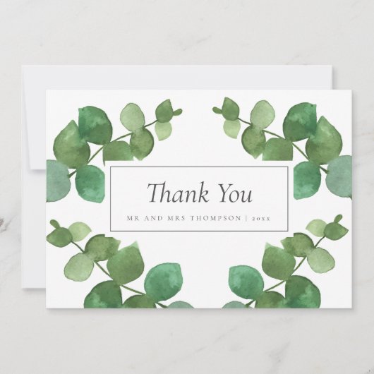 Eukalyptus Woodland Wedding Vielen Dank Dankeskarte (Vorderseite)