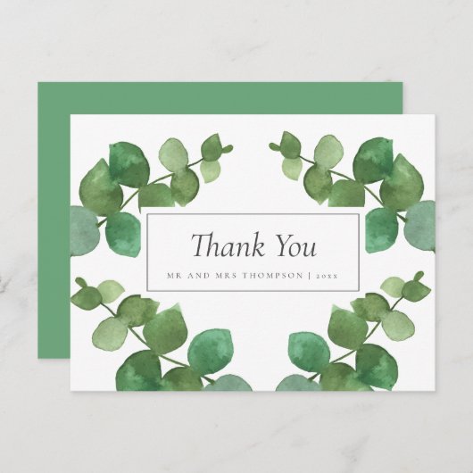 Eukalyptus Woodland Wedding Vielen Dank Postkarte (Vorne/Hinten)