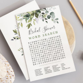 Eukalyptus Word Search Brautparty Game Card Einladung