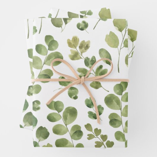 Eukalyptus Wrapping Paper Flat Sheet Set 3 Geschenkpapier Set (Beispiel)