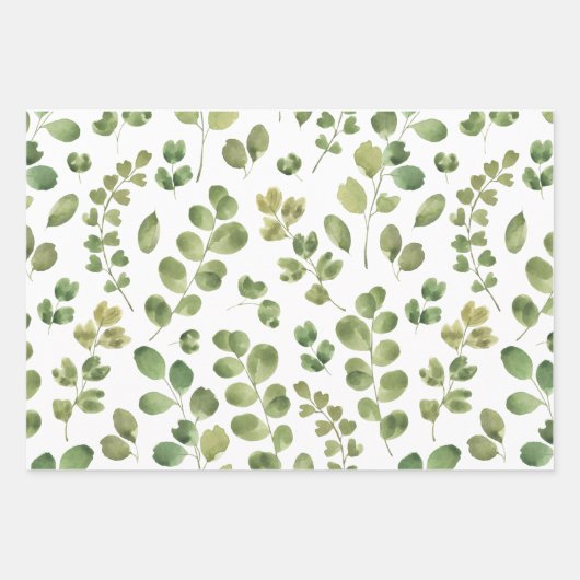 Eukalyptus Wrapping Paper Flat Sheet Set 3 Geschenkpapier Set (Vorderseite)