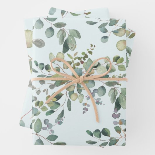 Eukalyptus Wrapping Paper Flat Sheet Set 3 Geschenkpapier Set (Beispiel)