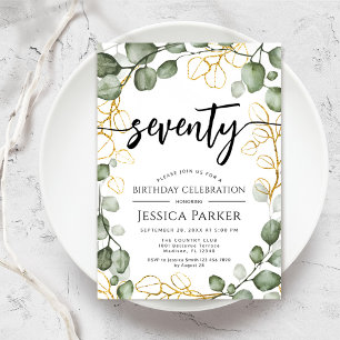 Eukalyptus Wreath 70. Geburtstagsparty Einladung