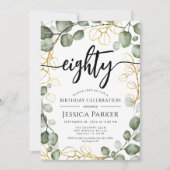 Eukalyptus Wreath 80. Geburtstagsparty Einladung (Vorderseite)