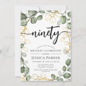 Eukalyptus Wreath 90. Geburtstagsparty Einladung (Vorderseite)