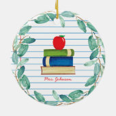Eukalyptus Wreath Apple Books Teacher Keramik Ornament (Hinten)