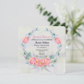 Eukalyptus-Wreath-Aquarell und Rosen Einladung (Stehend Vorderseite)