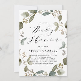 Eukalyptus Wreath Baby Shooter mit Wasserfarbe Einladung