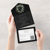 Eukalyptus Wreath Black All In One Einladung (Abreißen)