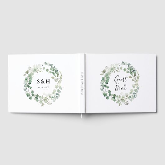 Eukalyptus Wreath Botanical Wedding Guest Book Gästebuch (Voll)