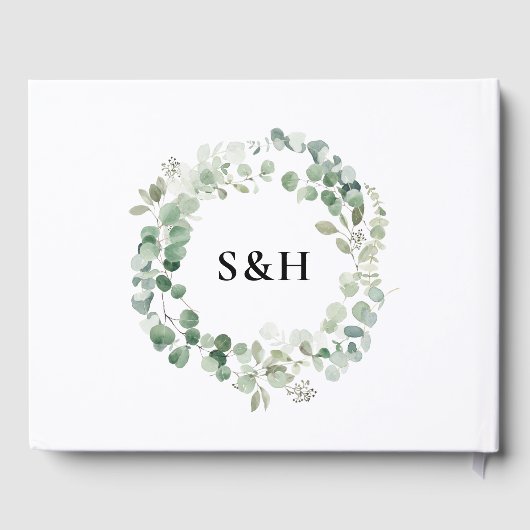 Eukalyptus Wreath Botanical Wedding Guest Book Gästebuch (Rückseite)