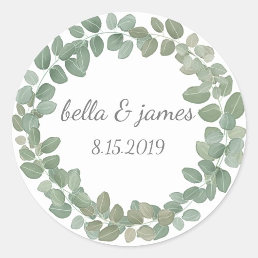 Eukalyptus Wreath Classic Round Sticker (Vorderseite)