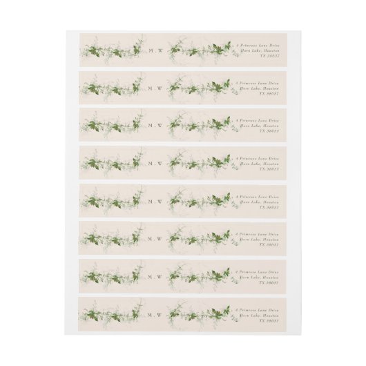 Eukalyptus Wreath Cream Envelope Rücksendeadresse (Bogen)