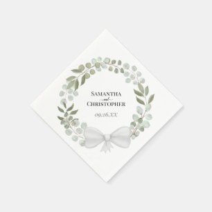 Eukalyptus Wreath Diagonal Design Wedding Serviette
