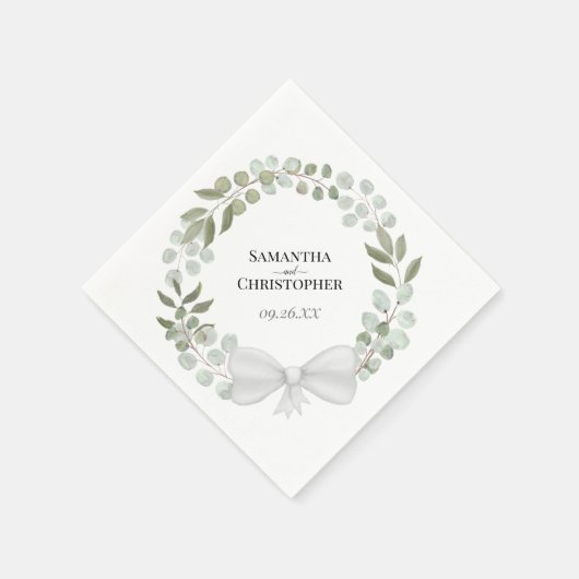 Eukalyptus Wreath Diagonal Design Wedding Serviette (Ecke)