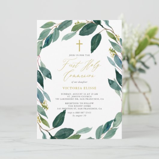 Eukalyptus Wreath Einladung (Stehend Vorderseite)