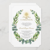 Eukalyptus Wreath Gold Heilige Kommune Einladung (Vorne/Hinten)