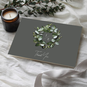 Eukalyptus Wreath Grau Dankeskarte