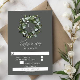 Eukalyptus Wreath Grau RSVP Karte