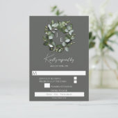 Eukalyptus Wreath | Grau RSVP Karte (Stehend Vorderseite)