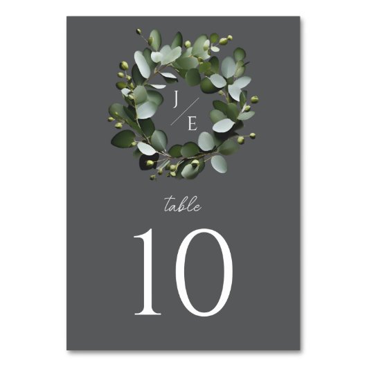 Eukalyptus Wreath | Grau Tischnummer (Vorderseite)