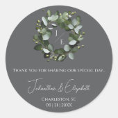 Eukalyptus Wreath Gray Runder Aufkleber (Vorderseite)