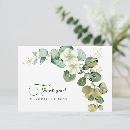 Eukalyptus Wreath Green Sea Glass Dankeskarte (Stehend Vorderseite)