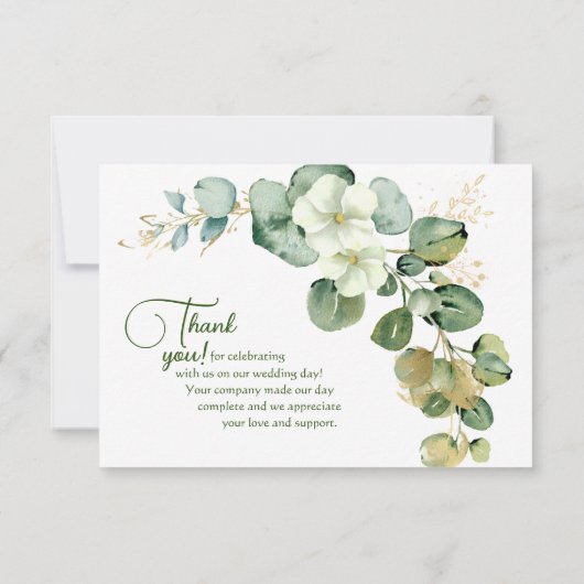 Eukalyptus Wreath Green Sea Glass Dankeskarte (Rückseite)