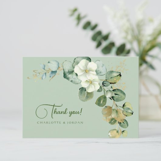 Eukalyptus Wreath Green Sea Glass Dankeskarte (Stehend Vorderseite)