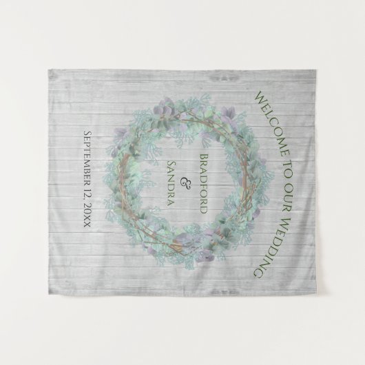 Eukalyptus Wreath Greenerenerity Gastgeschenke Hoc Wandteppich (Vorderseite (Horizontal))