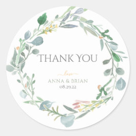 Eukalyptus Wreath Greenerenerity Wedding Runder Aufkleber