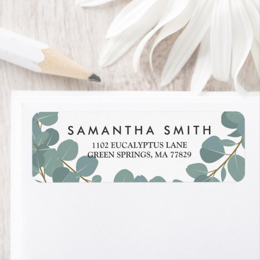 Eukalyptus Wreath Greenerity Wedding Return Label (Insitu)