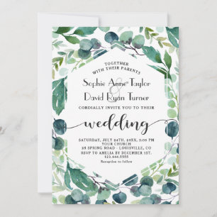 Eukalyptus Wreath Handwriting Wedding Einladung