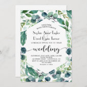 Eukalyptus Wreath Handwriting Wedding Einladung (Vorne/Hinten)