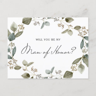 Eukalyptus Wreath ist mein Mann der Ehrenkarte Einladungspostkarte