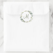 Eukalyptus Wreath MONOGRAM Boho Runder Aufkleber (Tasche)