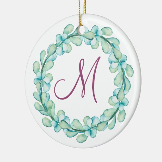 Eukalyptus Wreath Monogram Keramik Ornament (Links)