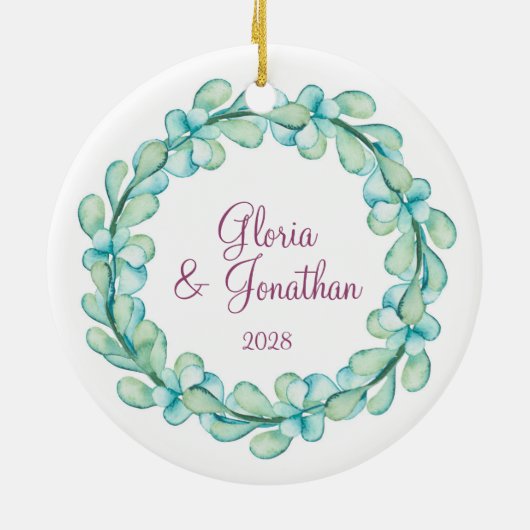 Eukalyptus Wreath Monogram Keramik Ornament (Hinten)