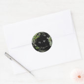 Eukalyptus Wreath Monogram Premium Black Envelope Runder Aufkleber (Umschlag)