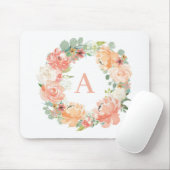 Eukalyptus-Wreath-Monogramm für hübsche Peach-Peon Mousepad (Mit Mouse)